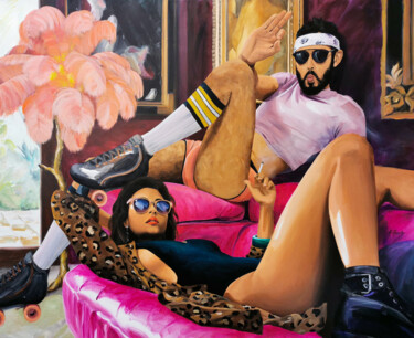 Au Poil Peinture intitulée "Au Poil" par Aurélie Quentin, Œuvre d'art originale, Huile Monté sur Châssis en bois