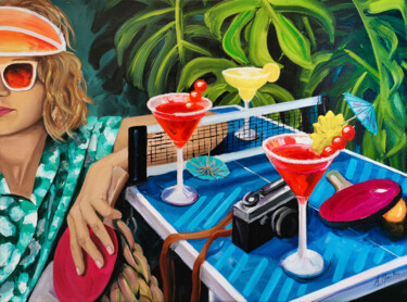 Mini Pong Pintura titulada "Mini Pong" por Aurélie Quentin, Obra de arte original, Oleo Montado en Bastidor de camilla de madera