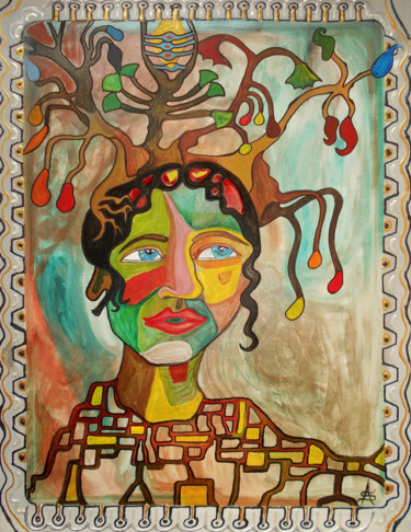 Peinture intitulée "La Femme enracinée" par Aurélie Sarrazin, Œuvre d'art originale, Acrylique