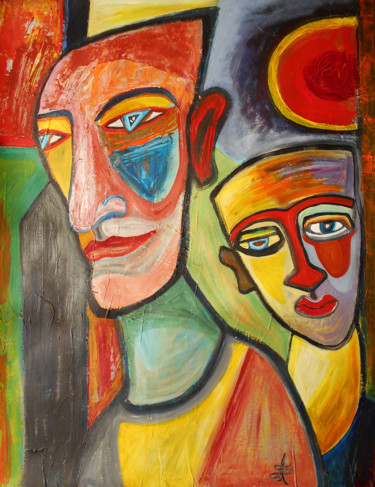 Peinture intitulée "L 'Homme et l 'enfa…" par Aurélie Sarrazin, Œuvre d'art originale, Acrylique
