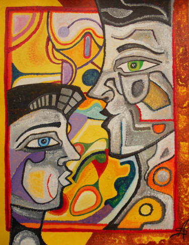 Painting titled "Femme et enfant" by Aurélie Sarrazin, Original Artwork, Acrylic