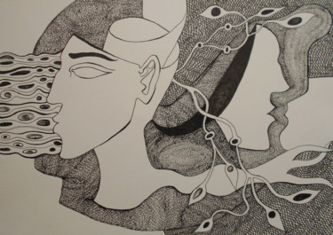 Dessin intitulée "La Transmission de…" par Aurélie Sarrazin, Œuvre d'art originale, Encre