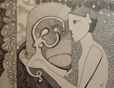 Desenho intitulada "Danse sur ma main" por Aurélie Sarrazin, Obras de arte originais, Tinta