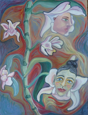 Schilderij getiteld "Fleurs de vie" door Aurélie Sarrazin, Origineel Kunstwerk, Acryl