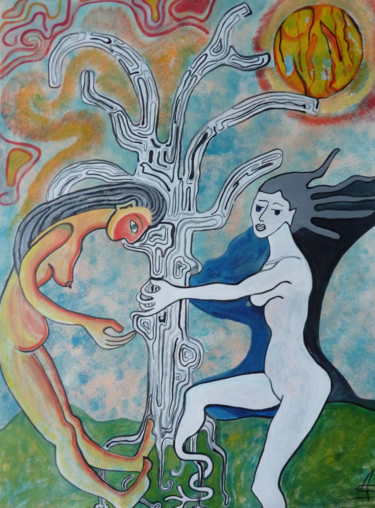 Pintura titulada "Les Femmes de l'Arb…" por Aurélie Sarrazin, Obra de arte original, Acrílico