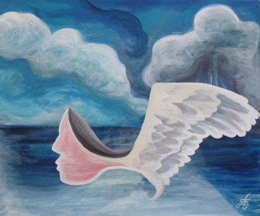Malerei mit dem Titel "Aile d'ange" von Aurélie Sarrazin, Original-Kunstwerk, Acryl