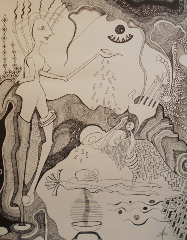 Desenho intitulada "La Belle aux bois d…" por Aurélie Sarrazin, Obras de arte originais, Tinta