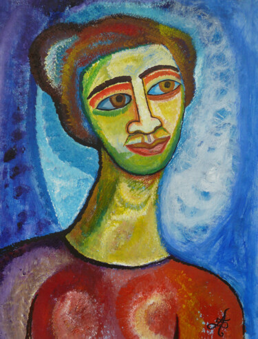 Peinture intitulée "Femme souriant" par Aurélie Sarrazin, Œuvre d'art originale, Acrylique