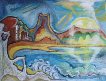 Картина под названием "La Baie ensoleillée" - Aurélie Sarrazin, Подлинное произведение искусства, Акрил