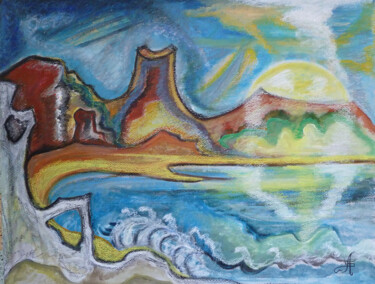 Painting titled "La Baie ensoleillée" by Aurélie Sarrazin, Original Artwork, Acrylic