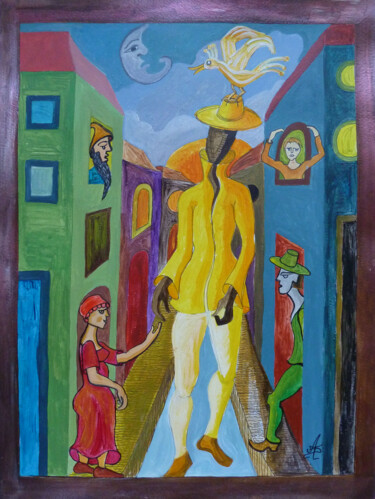 Pintura intitulada "Un Géant dans la vi…" por Aurélie Sarrazin, Obras de arte originais, Acrílico