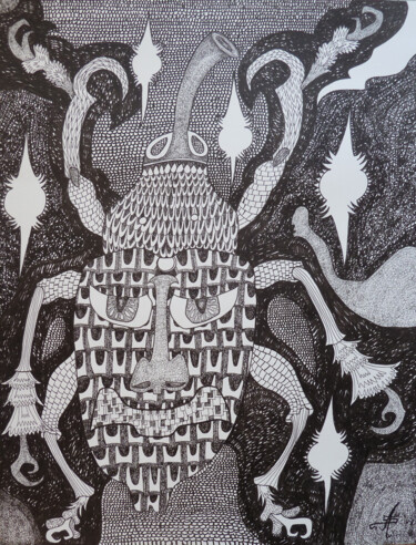图画 标题为“Le Mangeur d'Etoiles” 由Aurélie Sarrazin, 原创艺术品, 墨
