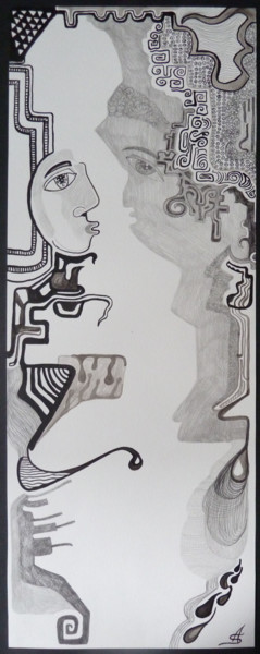 Dessin intitulée "La Partition lunaire" par Aurélie Sarrazin, Œuvre d'art originale, Crayon