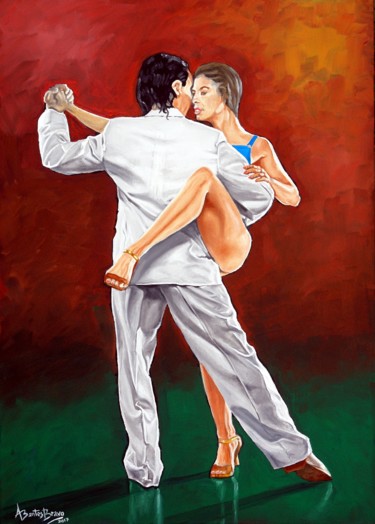 Malarstwo zatytułowany „Tango I” autorstwa Aurelio Bentes Bravo, Oryginalna praca, Olej