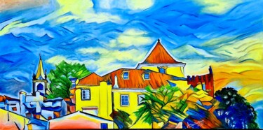 Peinture intitulée "Palácio Amarelo" par Aurelio Bentes Bravo, Œuvre d'art originale, Huile