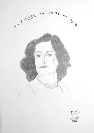 Drawing titled "Mia Martini" by Aurelio Nicolazzo, Original Artwork, Graphite