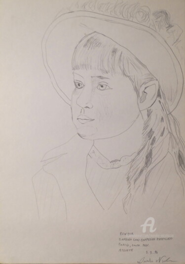 Dessin intitulée "Renoir: "Bambina co…" par Aurelio Nicolazzo, Œuvre d'art originale, Crayon
