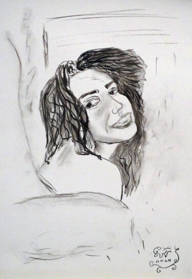 Drawing titled "Erotica" by Aurelio Nicolazzo, Original Artwork, Charcoal