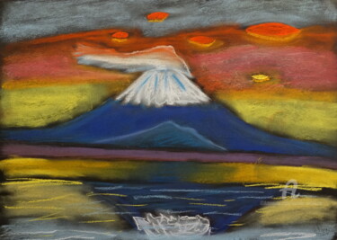 Drawing titled "Monte Fuji e Dischi…" by Aurelio Nicolazzo, Original Artwork, Graphite