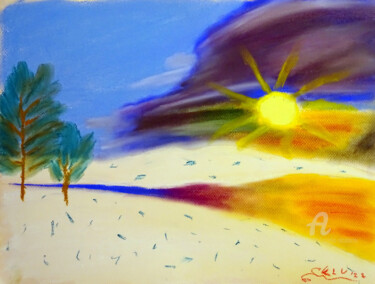 Desenho intitulada "Snow and the Sun" por Aurelio Nicolazzo, Obras de arte originais, Pastel