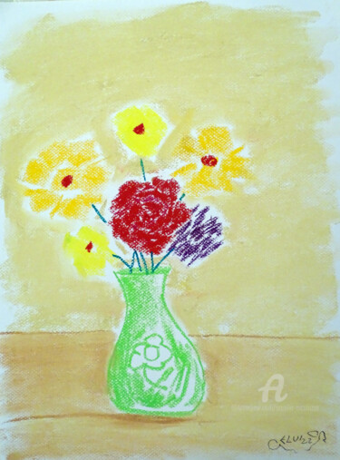 Dessin intitulée "Pot de fleur imagin…" par Aurelio Nicolazzo, Œuvre d'art originale, Pastel