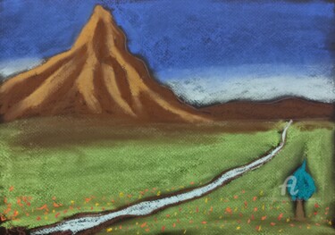 Dibujo titulada "The Mountain" por Aurelio Nicolazzo, Obra de arte original, Pastel