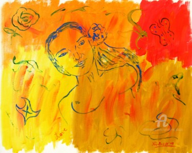 Peinture intitulée "La Donna del Sogno" par Aurelio Nicolazzo, Œuvre d'art originale, Acrylique