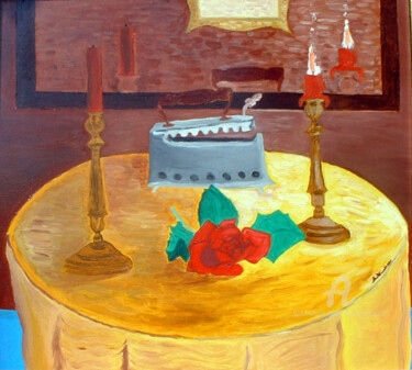 Pintura intitulada "La Rosa e il Ferro…" por Aurelio Nicolazzo, Obras de arte originais, Óleo