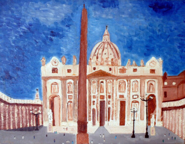 Картина под названием "Basilica di San Pie…" - Aurelio Nicolazzo, Подлинное произведение искусства, Масло