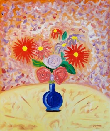 Pittura intitolato "Vaso di Fiori" da Aurelio Nicolazzo, Opera d'arte originale, Olio