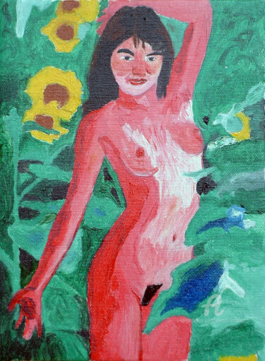 Painting titled "Nudo giapponese" by Aurelio Nicolazzo, Original Artwork, Oil