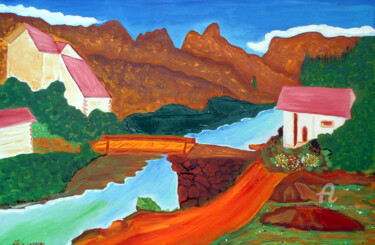 Painting titled "Imaginary Mountains" by Aurelio Nicolazzo, Original Artwork, Oil