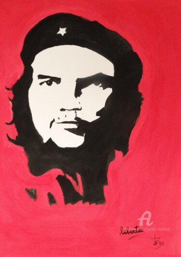 Painting titled "Che Guevara (libert…" by Aurelio Nicolazzo, Original Artwork, Tempera