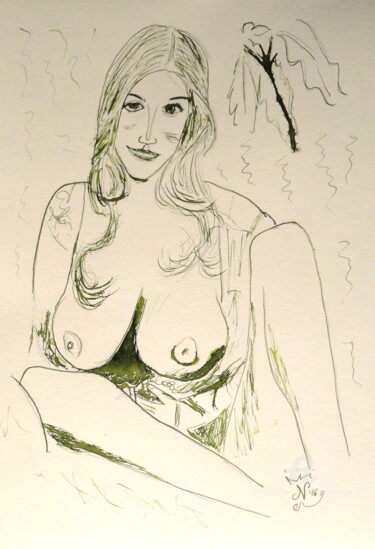 Malerei mit dem Titel "Nudo Femminile" von Aurelio Nicolazzo, Original-Kunstwerk, Tinte