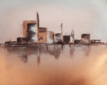 Peinture intitulée "La cité dort" par Auriane Phillippon, Œuvre d'art originale, Acrylique Monté sur Châssis en bois