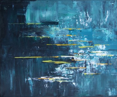 Картина под названием "Nuée Bleue" - Auriane Phillippon, Подлинное произведение искусства, Акрил Установлен на Деревянная ра…