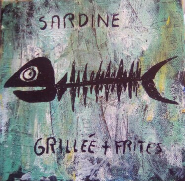 Peinture intitulée "sardine" par Aurkeo, Œuvre d'art originale, Acrylique