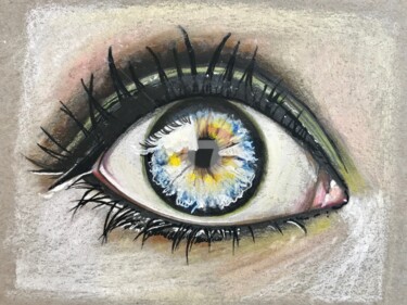 Dessin intitulée "Oeil, étude" par Aurorae, Œuvre d'art originale, Pastel