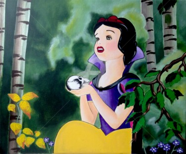 Peinture intitulée "Snow White and skul…" par Aurorae, Œuvre d'art originale, Acrylique