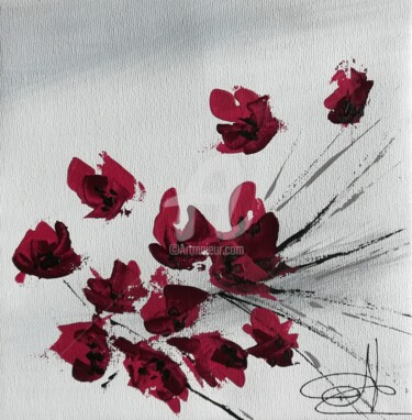 Painting titled "Mes coquelicots 20x…" by Aurore Franc, Original Artwork, Acrylic