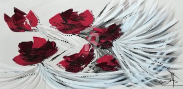 Peinture intitulée "Le rouge love 40x20…" par Aurore Franc, Œuvre d'art originale, Acrylique