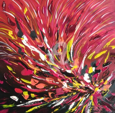 Painting titled "Nuit rouge 50x50 ac…" by Aurore Franc, Original Artwork, Acrylic