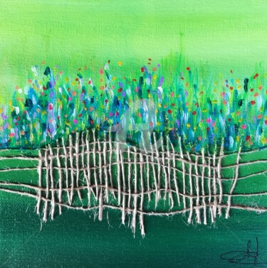 Painting titled "Jardin secret 20x20…" by Aurore Franc, Original Artwork, Acrylic