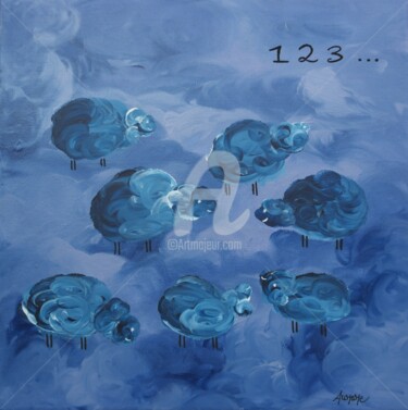 Peinture intitulée "1, 2, 3...moutons 3…" par Aurore Franc, Œuvre d'art originale, Acrylique