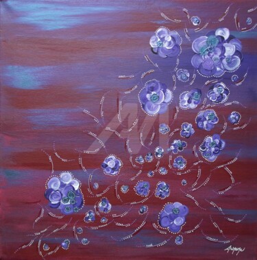 Cascade fleurie 40x40 Peinture intitulée "Cascade fleurie 40…" par Aurore Franc, Œuvre d'art originale, Acrylique