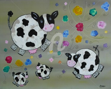 Peinture intitulée "Des vaches sans tâc…" par Aurore Franc, Œuvre d'art originale, Acrylique