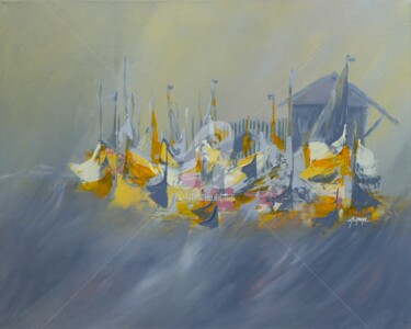 Painting titled "Village maritime  5…" by Aurore Franc, Original Artwork, Acrylic
