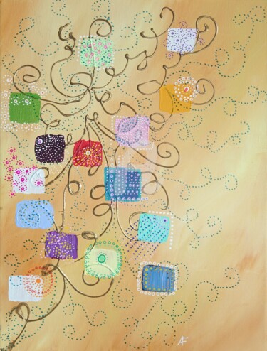 Картина под названием "Soleil en confettis…" - Aurore Franc, Подлинное произведение искусства, Акрил