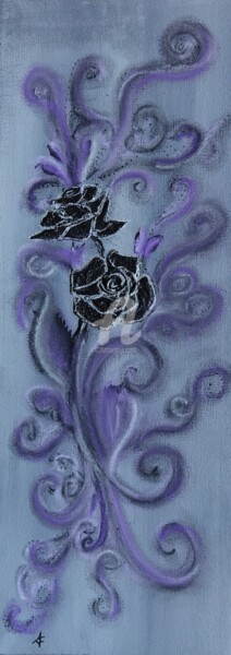 Painting titled "Rose secréte 15x40…" by Aurore Franc, Original Artwork, Acrylic