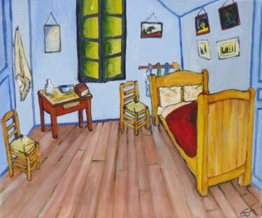 Painting titled "La petite chambre d…" by Aurore Griffon, Original Artwork, Acrylic Mounted on Wood Stretcher frame